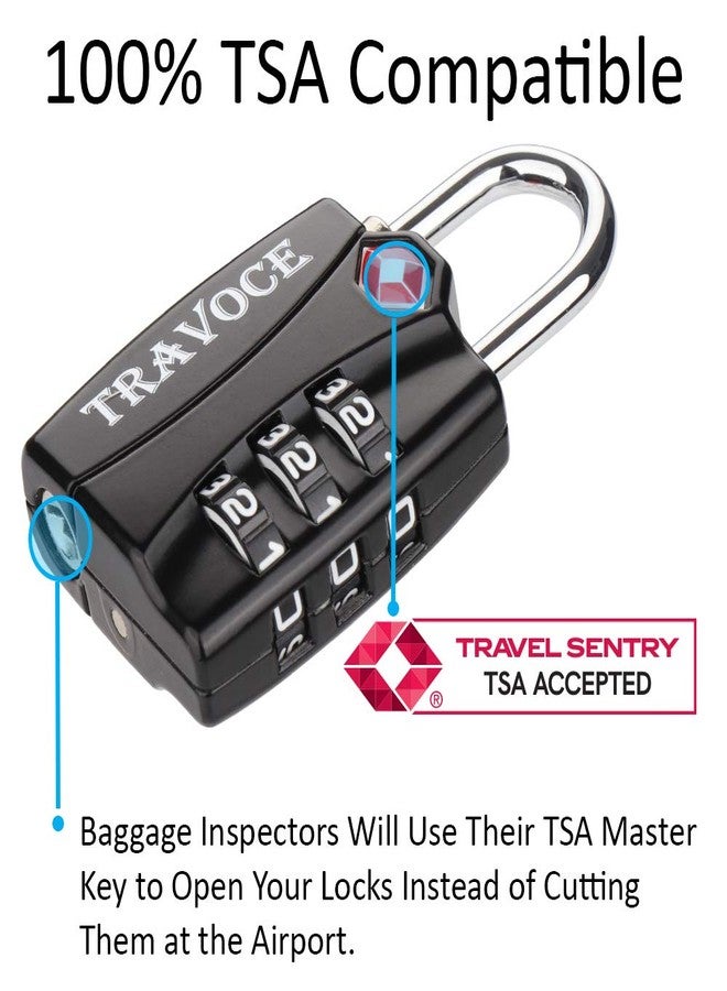 Travoce TSA Approved Luggage Locks, Travel Locks Which Also Work Great as Gym Locks, Toolbox Lock, Backpack and More, Black 1 Pack - Image 3